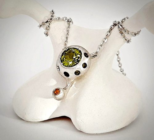 Colgante de Plata, Peridoto y Citrino